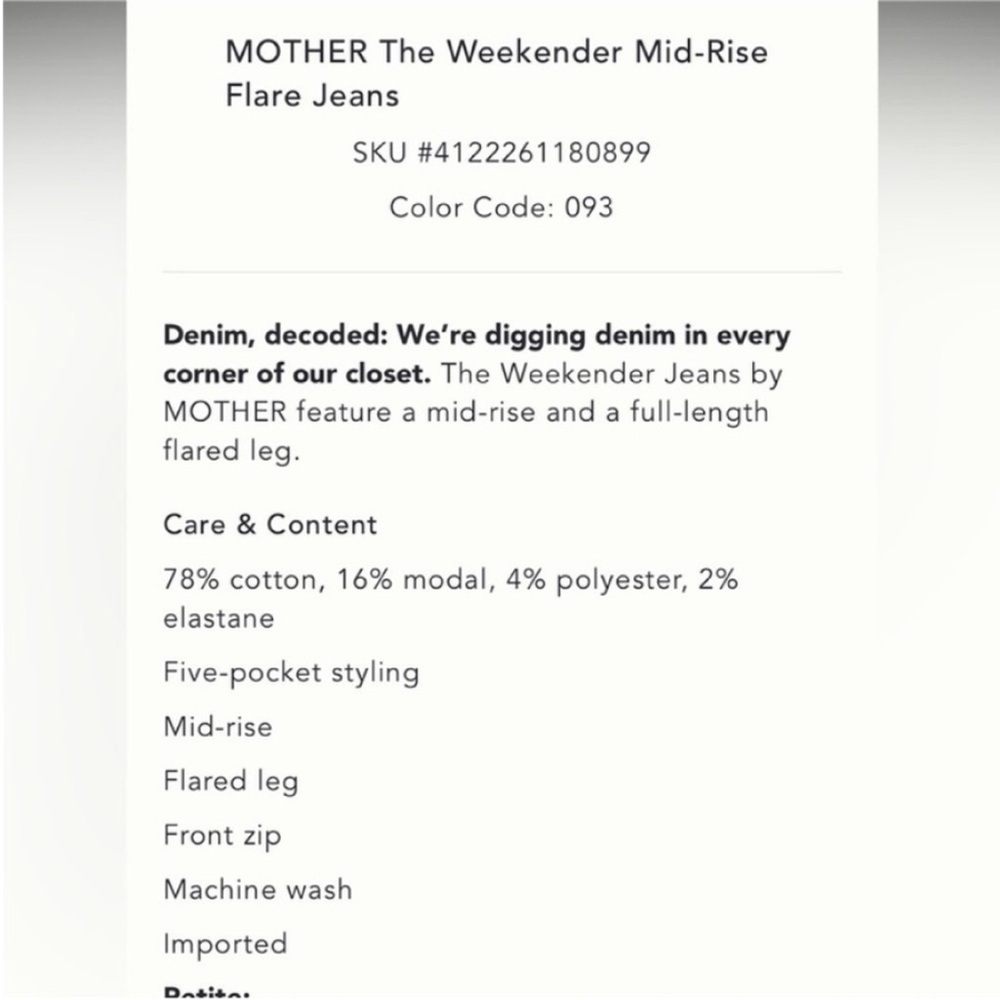 MOTHER The Weekender Size 26 NWT - Picture 5 of 14